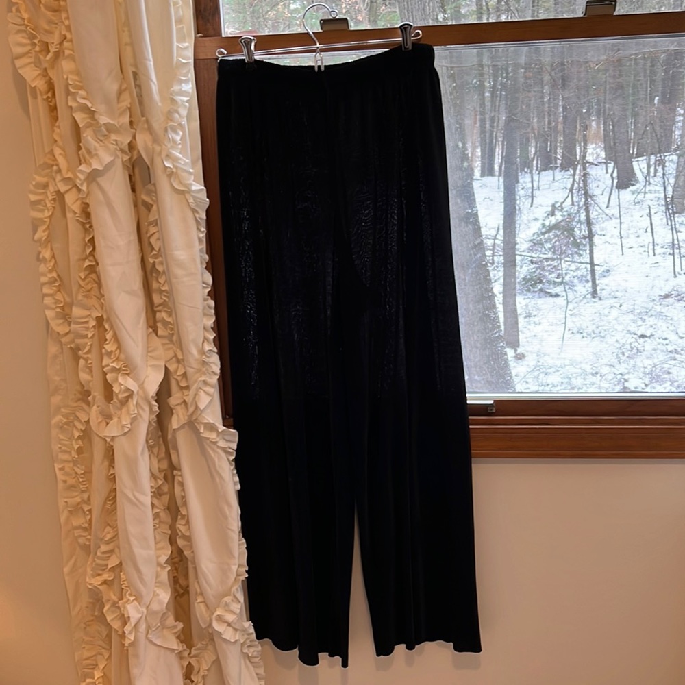 Daniel Caron Long Black Pants, Elastic Waist and Wide Legs